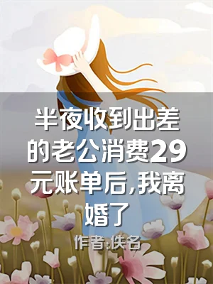 半夜收到出差的老公消费29元账单后，我离婚了
