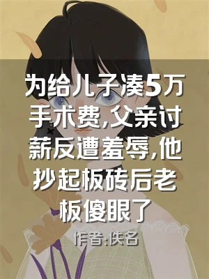 为给儿子凑5万手术费，父亲讨薪反遭羞辱，他抄起板砖后老板傻眼了