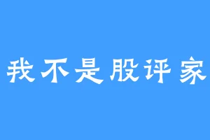 我不是股评家